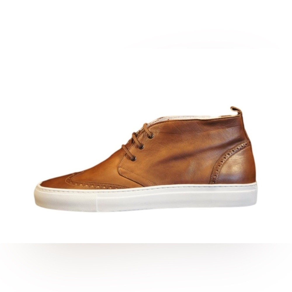 Piro Shoes Hand Made Italian Buffalo Leather Chukkas Tobacco Brown Wingtip 11.5